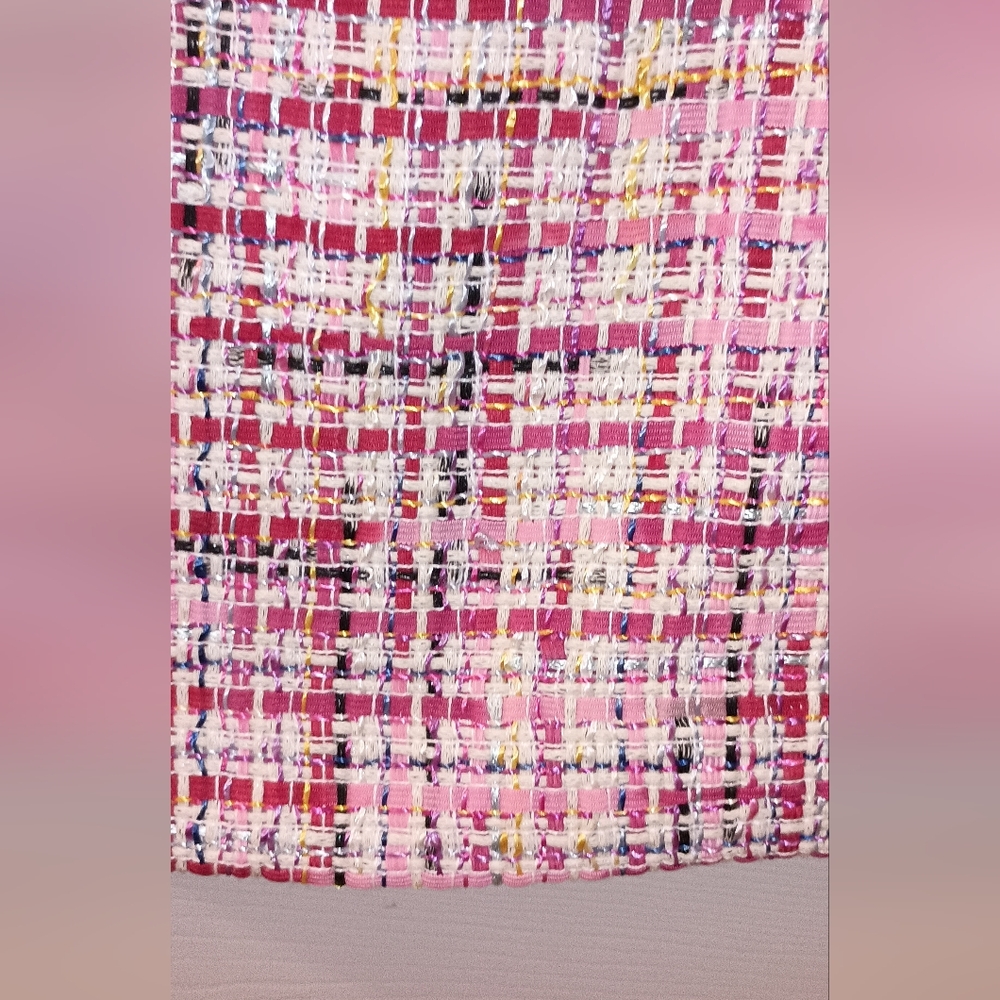 Talbots RSVP Pink Tweed Ribbon Sleeveless shift dress size 2 Petite - Picture 6 of 10